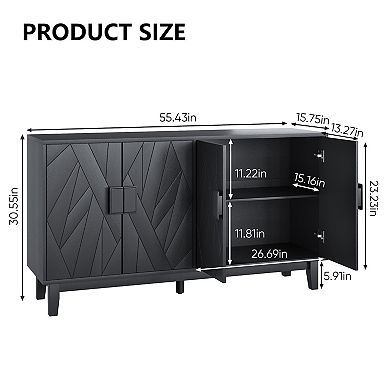 Homy Casa 55.4"W Storage Buffet Cabinet for Dining Room or Living Room