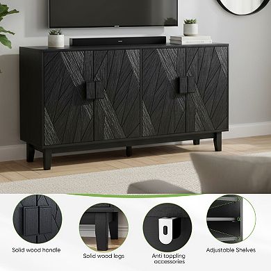 Homy Casa 55.4"W Storage Buffet Cabinet for Dining Room or Living Room