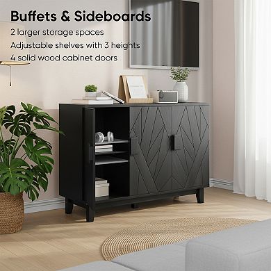 Homy Casa 55.4"W Storage Buffet Cabinet for Dining Room or Living Room