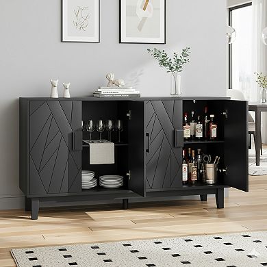 Homy Casa 55.4"W Storage Buffet Cabinet for Dining Room or Living Room