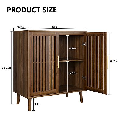 Homy Casa 31.5" Farmhouse Buffet Cabinet with Louvered Doors