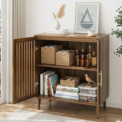 Homy Casa 31.5" Farmhouse Buffet Cabinet with Louvered Doors