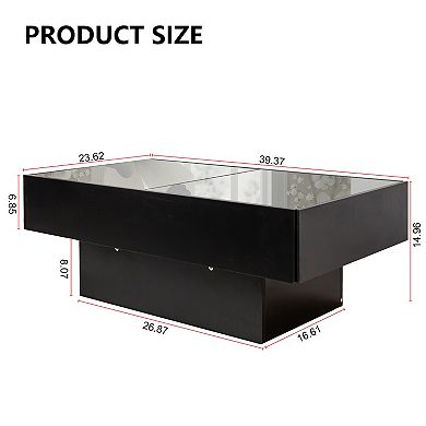 Homy Casa Coffee Table with Sliding Top and Hidden Storage, Extendable Center Table