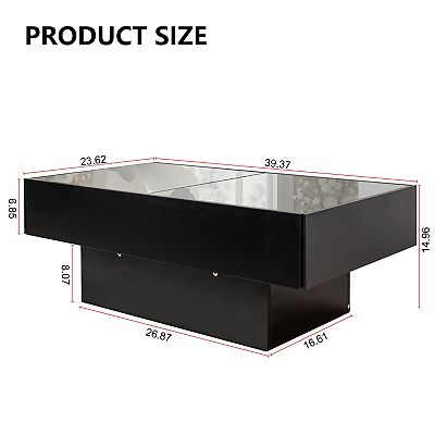 Homy Casa Coffee Table with Sliding Top and Hidden Storage