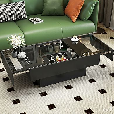 Homy Casa Coffee Table with Sliding Top and Hidden Storage, Extendable Center Table