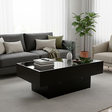 Homy Casa Coffee Table with Sliding Top and Hidden Storage, Extendable Center Table