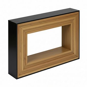 Homy Casa Modern Contrast Console Table with Layered Wood Frame and Black Top