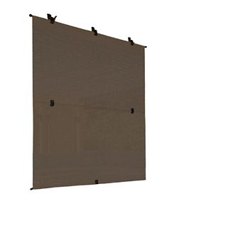 8×6 ft Outdoor Roll Up Patio Shade, 240GSM Foldable Porch Sun Screen, Brown