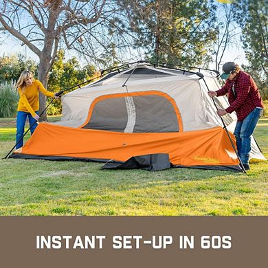 Instant Cabin Tent, 4 Person, 60s Setup, Rainfly, Windproof, with Carry Bag