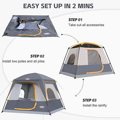 Portable Cabin Tent, Easy Setup, Waterproof with Top Rainfly