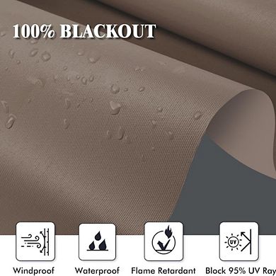 Outdoor Roller Shade, Waterproof Cordless Blackout Blind 72×79 in, Light Brown