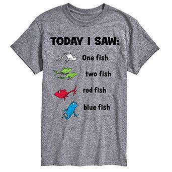 Big & Tall Dr. Seuss Today I Saw One Fish Two Fish Red Fish Blue Fish Graphic Tee