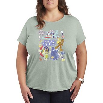 Plus Size Star Wars Easter Stickers Graphic Tee