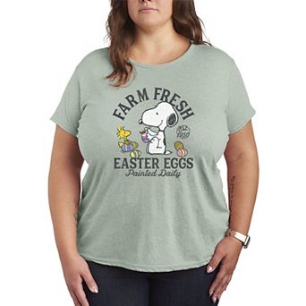 Plus Size Peanuts Farm Fresh Easter Eggs Painted Daily Graphic Tee