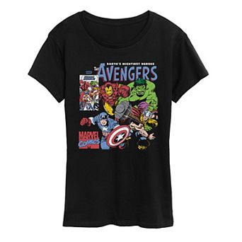 Women's Marvel The Avengers Comic Panel Distressed Graphic Tee