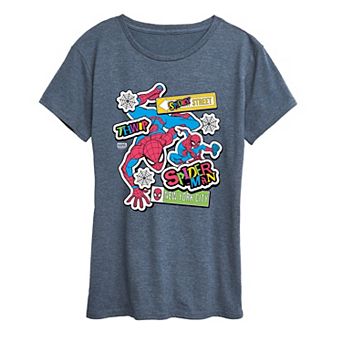 Women's Marvel Spider-Man Stickers Graphic Tee