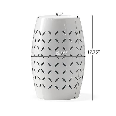 12" Accent Side Table, Cylindrical Design End Table for Living Room, Family Room, White