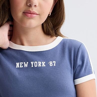 Girls 7-20 SO® Short Sleeve Graphic Baby Tee in Regular & Plus Size