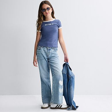 Girls 7-20 SO® Short Sleeve Graphic Baby Tee in Regular & Plus Size