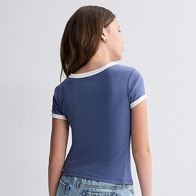 Girls 7-20 SO® Short Sleeve Graphic Baby Tee in Regular & Plus Size