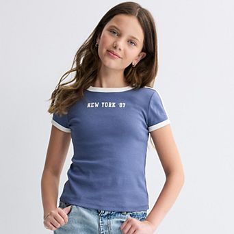 Girls 7-20 SO® Short Sleeve Graphic Baby Tee in Regular & Plus Size