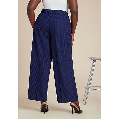 ELOQUII Women's Plus Size Pinstripe Trouser