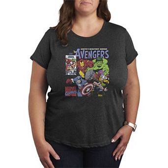 Plus Size Marvel The Avengers Comic Panel Distressed Graphic Tee