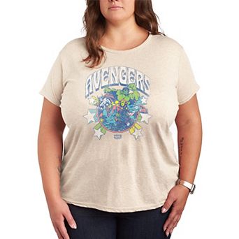 Plus Size Marvel The Avengers Stars Distressed Graphic Tee