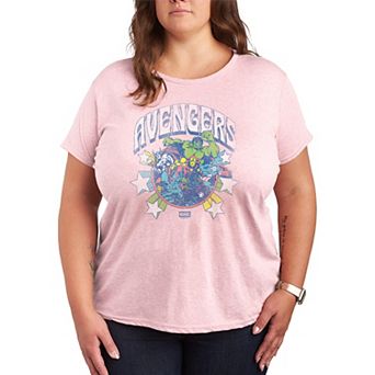 Plus Size Marvel The Avengers Stars Distressed Graphic Tee