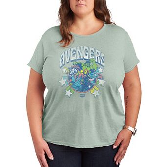 Plus Size Marvel The Avengers Stars Distressed Graphic Tee