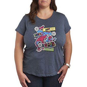 Plus Size Marvel Spider-Man Stickers Graphic Tee