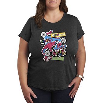 Plus Size Marvel Spider-Man Stickers Graphic Tee