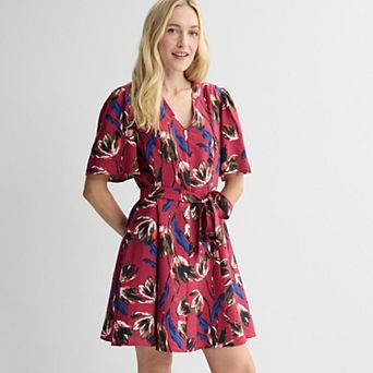 Women's Nine West Flutter Sleeve Fit & Flare Dress