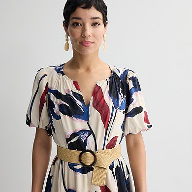 Women's Nine West Y-Neck Belted Midaxi Dress