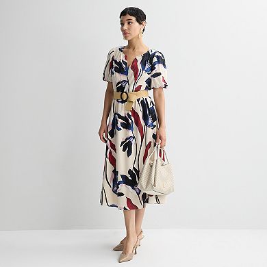 Women's Nine West Y-Neck Belted Midaxi Dress