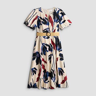Women's Nine West Y-Neck Belted Midaxi Dress