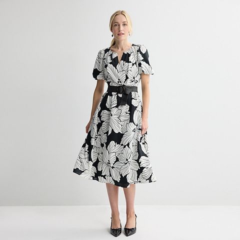 Женские платья Nine West Women's Nine West Y-Neck Belted Midaxi Dress