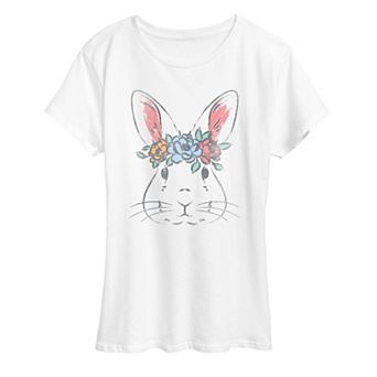Women's Floral Crown Bunny Graphic Tee