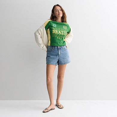 Juniors' Brazil Jersey Style Graphic Baby Tee