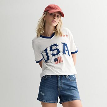 Juniors' USA Graphic Jersey Tee