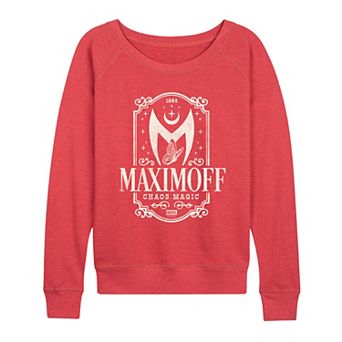 Women's Marvel Scarlet Witch Maximoff Chaos Magic Distressed French Terry Long Sleeve Tee
