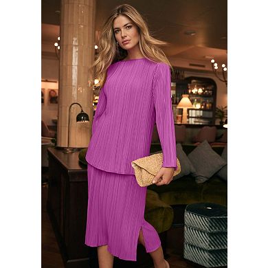 Jessica London Women's Plus Size Plisse Midi Skirt