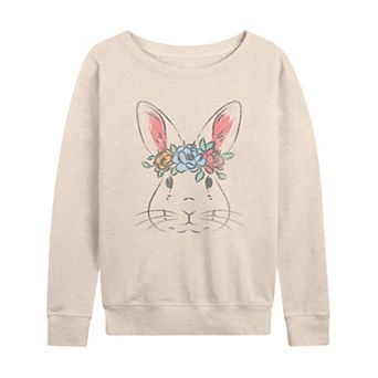 Women's Floral Crown Bunny French Terry Long Sleeve Tee