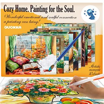 QUOKKA Cozy Home Water Painting Dementia Activities Craft Set - For Adults and Kids 12+
