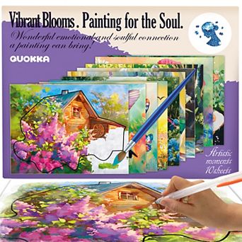 QUOKKA Water Painting Dementia Crafts Vibrant Blooms - Activity Set for Adults and Kids 12+