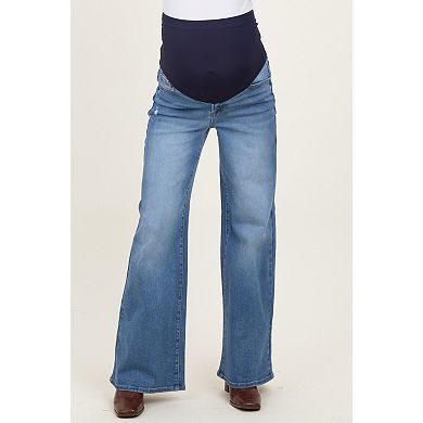 Maternity Medium Wash Wide Leg Maternity Jeans
