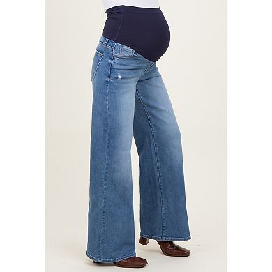 Maternity Medium Wash Wide Leg Maternity Jeans