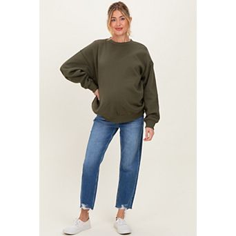 Maternity Frayed Hem Cropped Straight Leg Maternity Jeans
