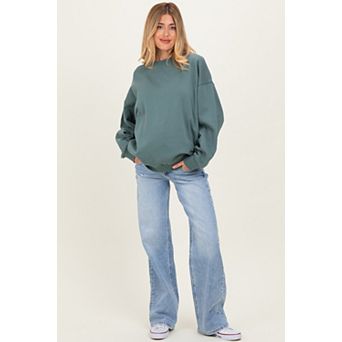 Maternity Blue Lightly Distressed Maternity Wide Leg Jeans