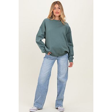 Maternity Blue Lightly Distressed Maternity Wide Leg Jeans